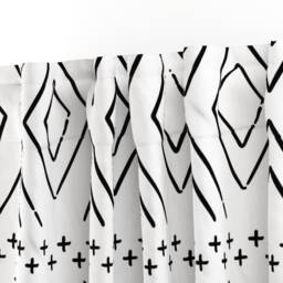 Geometric Diamond Curtain Panel - Black White Monochrome Decor Custom Farmhouse Diamonds By Littlearrowdesign - thumbnail 3