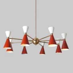 Sputnik Chandelier, Mid Century Modern Lighting, Atomic Style Pendant Light - thumbnail 1