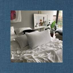 Marine Blue Pair Of Linen Pillowcases - Tailored Bedding 00% Flax Fabric Made To Order in The Usa - thumbnail 1