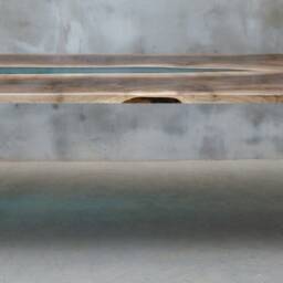 Live Edge Dining Table, Epoxy Resin Table, Walnut Live Edge River Table - thumbnail 3