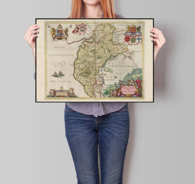 Ancient Cumbria Map - Cvmbria, Vulgo Cumberland- Old Antique Of -1665 -Old Wall Print- Poster Art-English Maps-Blaeu - image 1