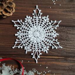 Crochet Christmas Tree Ornament Large Textured Snowflake Decor, Made To Order