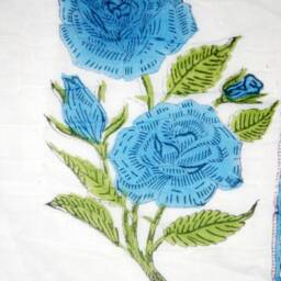 Floral Print Kantha Quilt, Handmade Indian Cotton Blanket Throw - thumbnail 2