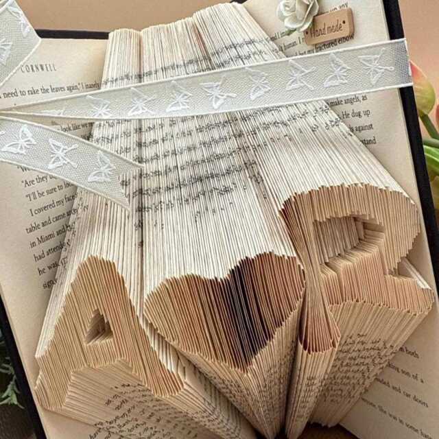 Couples Gift, Origami Paper, Anniversary Gift For Her, Altered Book Art - image 1