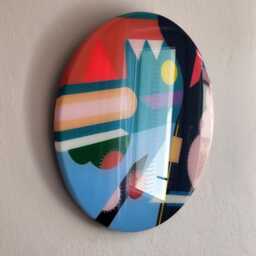 Colorful Resin Wood Coffee Table Boho Modern Wall Art - thumbnail 3