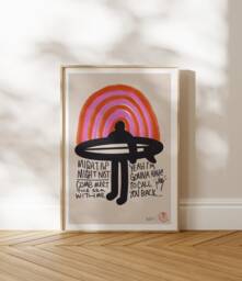 Vintage Rainbow Surf Art Print Retro Surfing Wall Decor - thumbnail 1
