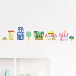 Colorful City Wall Decals, Plastic-Free Kids Room Wall Stickers - thumbnail 4