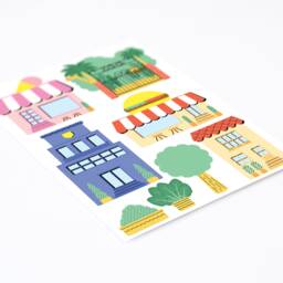 Colorful City Wall Decals, Plastic-Free Kids Room Wall Stickers - thumbnail 3