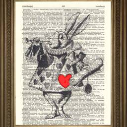 Alice in Wonderland Prints Lewis Carol Themed Art, Printed On Vintage Dictionary Pages - thumbnail 3
