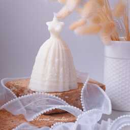 Bridal Dress Candle Eco-Friendly Soy Beeswax Candle, Unique Wedding Decor - thumbnail 3