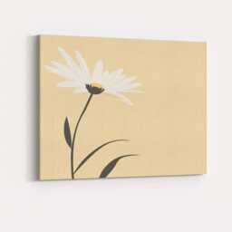 Minimal Beige Daisy Botanical Line Art Floral Print Canvas Wall Decor Picture Ready To Hang - thumbnail 4