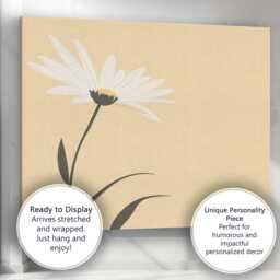 Minimal Beige Daisy Botanical Line Art Floral Print Canvas Wall Decor Picture Ready To Hang - thumbnail 3