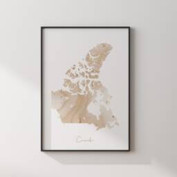 Canada Map Beige & Gold Wall Art Print - thumbnail 3
