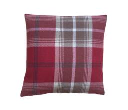Double Sided Red Tartan Plaid Cushion Cover Balmoral Tweed Pillow Sham - thumbnail 1