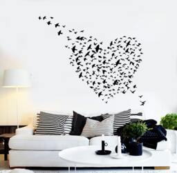 Wall Vinyl Decal Birds Shaped Like Heart Love Romance Bedroom Modern Home Decor - #1092Dz - thumbnail 1