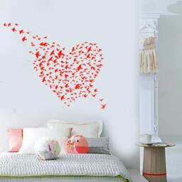 Wall Vinyl Decal Birds Shaped Like Heart Love Romance Bedroom Modern Home Decor - #1092Dz - thumbnail 2