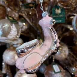 Pink Vintage Scooter Glass Christmas Ornament - thumbnail 4