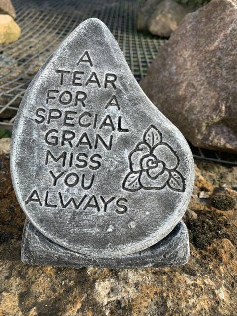 stone Garden Special Gran Tear Drop Memorial Plaque Concrete Ornament - image 1