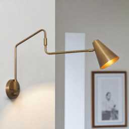 Italian Brass Swing Arm Wall Sconce Mid Century Minimalist Living Room Lamp Stilnovo Style - thumbnail 2
