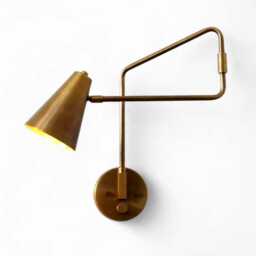 Italian Brass Swing Arm Wall Sconce Mid Century Minimalist Living Room Lamp Stilnovo Style