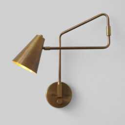 Italian Brass Swing Arm Wall Sconce Mid Century Minimalist Living Room Lamp Stilnovo Style - thumbnail 3