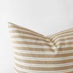 Set Of 2 Camel Striped Cotton Pillow Covers - Earth Tone Decor - thumbnail 2