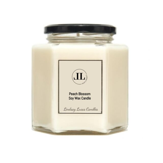 Peach Blossom Soy Wax Strong Scented Vegan Candles Fresh Feminine Fragrance - image 1