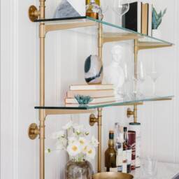 French Bistro Cantilever Brass Shelves For Bar Or Kitchen - Counter To Wall - Custom - thumbnail 2