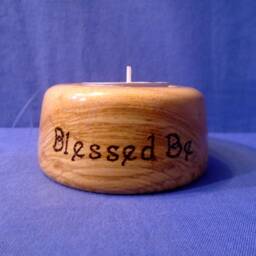Choice Of Handmade Wooden Candle Holder Or Tea-Light With Blessed Be Which We Have Pyrographed. Pagan, Wiccan, Druid - thumbnail 3