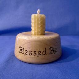 Choice Of Handmade Wooden Candle Holder Or Tea-Light With Blessed Be Which We Have Pyrographed. Pagan, Wiccan, Druid - thumbnail 2