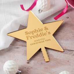 Christmas Tree Topper Star, Kids Engraved Topper, Scandi Christmas, Keepsake Ornament - thumbnail 2