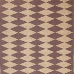 Handwoven Wool Jute Rug, Brown Diamond Geometric Flatweave - thumbnail 2