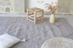 Large Taupe Linen Rug 180x250 cm, Brown Area Rug, Geometric Living Room Bohemian Farmhouse Decor, Kids Contemporary - thumbnail 1