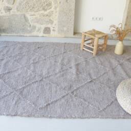 Large Taupe Linen Rug 180x250 cm, Brown Area Rug, Geometric Living Room Bohemian Farmhouse Decor, Kids Contemporary - thumbnail 2