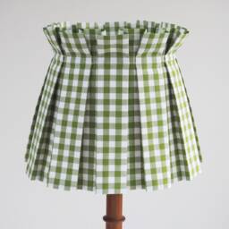 Handmade Medium Box Pleat Green Gingham Fabric Loose Lampshade Cover Skirt Table Or Ceiling Pendant - thumbnail 1