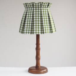Handmade Medium Box Pleat Green Gingham Fabric Loose Lampshade Cover Skirt Table Or Ceiling Pendant - thumbnail 2