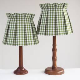Handmade Medium Box Pleat Green Gingham Fabric Loose Lampshade Cover Skirt Table Or Ceiling Pendant - thumbnail 3