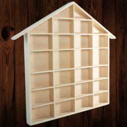 Wooden House-Shaped Shelf With 26 Compartments Wall Mounted Miniature Car Display Rack Collectables Storage Unfinished Wood Decor Organiser - thumbnail 2