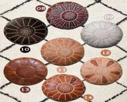 Next Day Delivery Prefilled Multicolored Moroccan Leather Pouf Ottoman Bohemian Home Decor