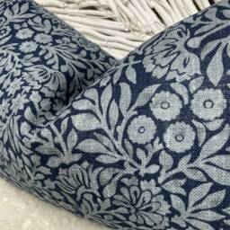 Floral Hidcote Print Cushion Cover. Navy Indigo Throw Pillow Cover 12 X 20 in /Handmade Double Sided Rectangle - thumbnail 2