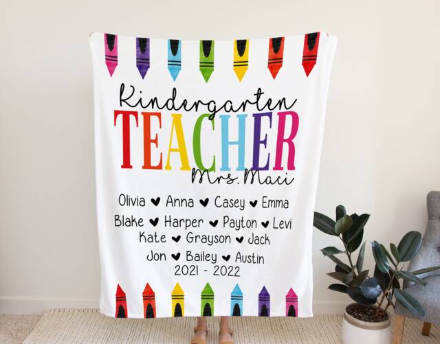 Teacher Christmas Blanket, Gift From Students, Appreciation Kids, Personalized Wall Hanging - image 1