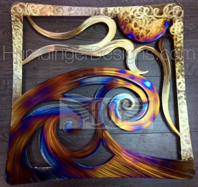 Ocean Waves & Sun Metal Wall Art Decor - Large Stainless Steel Humdinger Designs - image 1