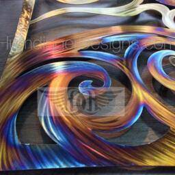 Ocean Waves & Sun Metal Wall Art Decor - Large Stainless Steel Humdinger Designs - thumbnail 2