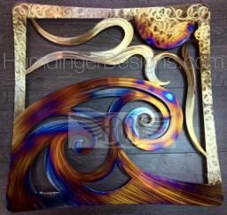 Ocean Waves & Sun Metal Wall Art Decor - Large Stainless Steel Humdinger Designs - thumbnail 1