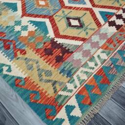 Kilim Rug Tribal, Handmade Artisan Afghan Turkish Navajo Natural Wool 290x202 cm - thumbnail 2