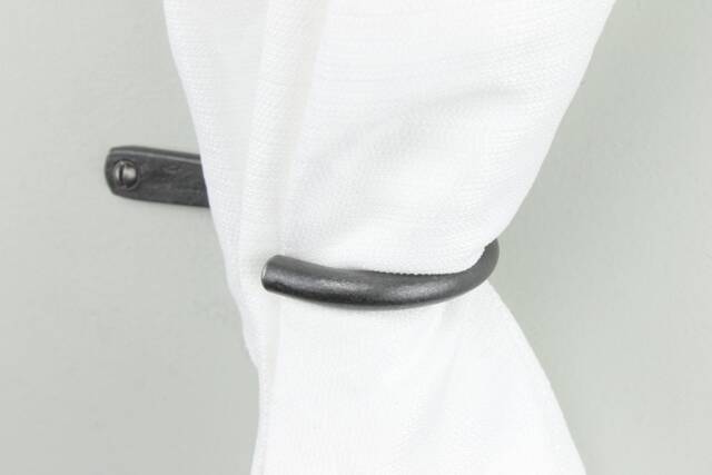 Small Forged Iron Curtain Tie Backs - Simple Industrial Holdbacks, Pair - image 1