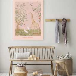 Cute Giraffe Nursery Print, Sweet Dreams Art, Animal Whimsical Vintage Girls Room Decor - thumbnail 3
