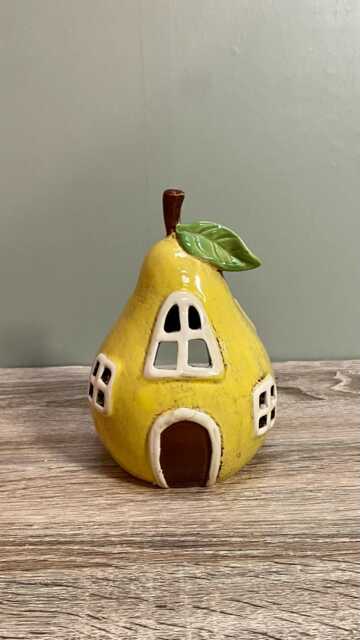 Ceramic Tealight Pear House Candle Holder Village Quirky Cute Home D??cor - image 1
