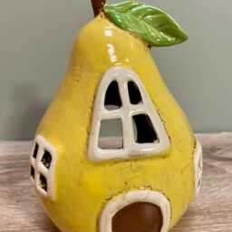 Ceramic Tealight Pear House Candle Holder Village Quirky Cute Home D??cor - thumbnail 3