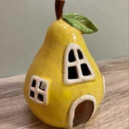 Ceramic Tealight Pear House Candle Holder Village Quirky Cute Home D??cor - thumbnail 2